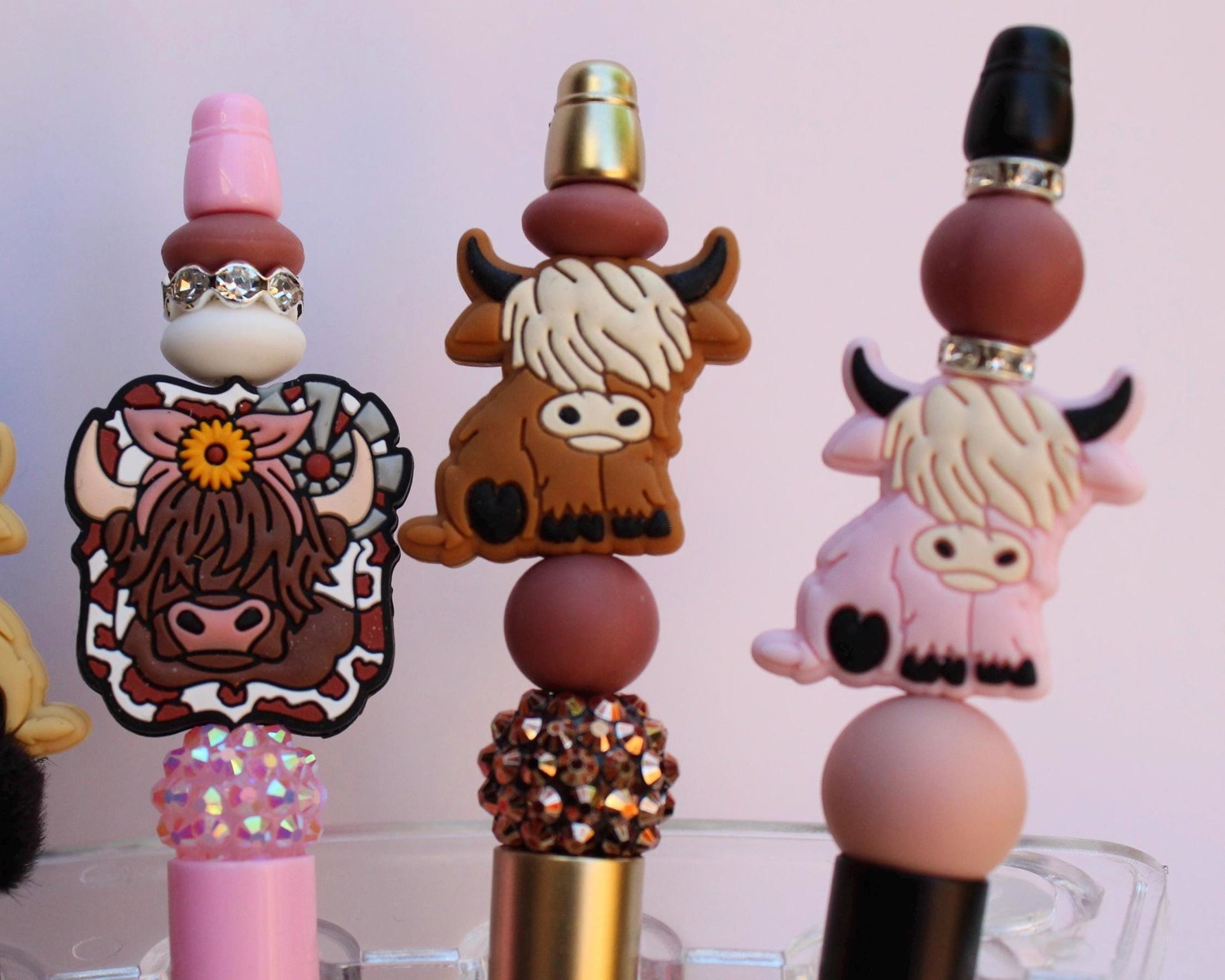 Highland Cow Beaded Pens | Handmade Silicone Focal Pens | Choose Your Design