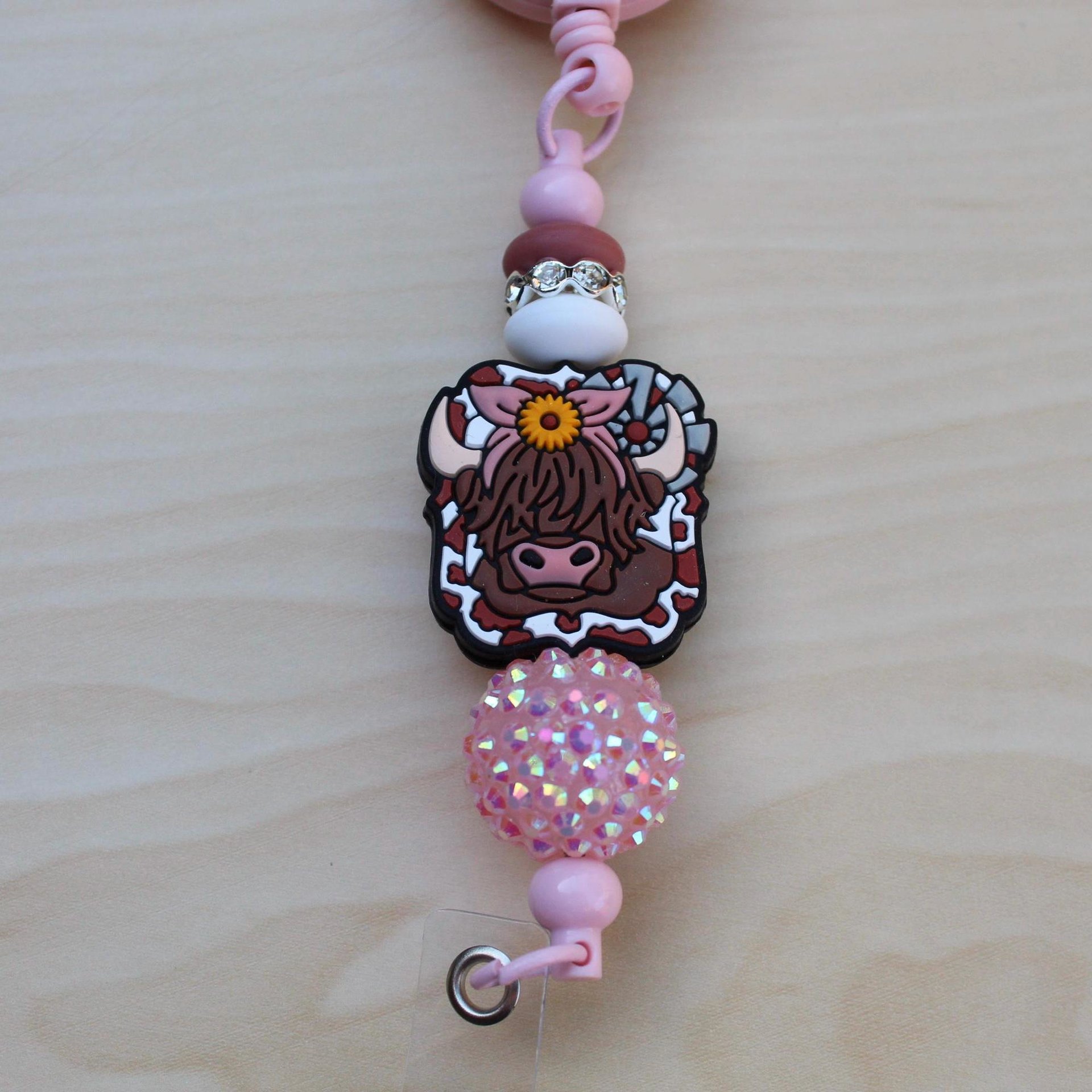 Beaded Badge Reel | Animal ID Holder | Retractable Clip | Nurse Teacher Work Accessory