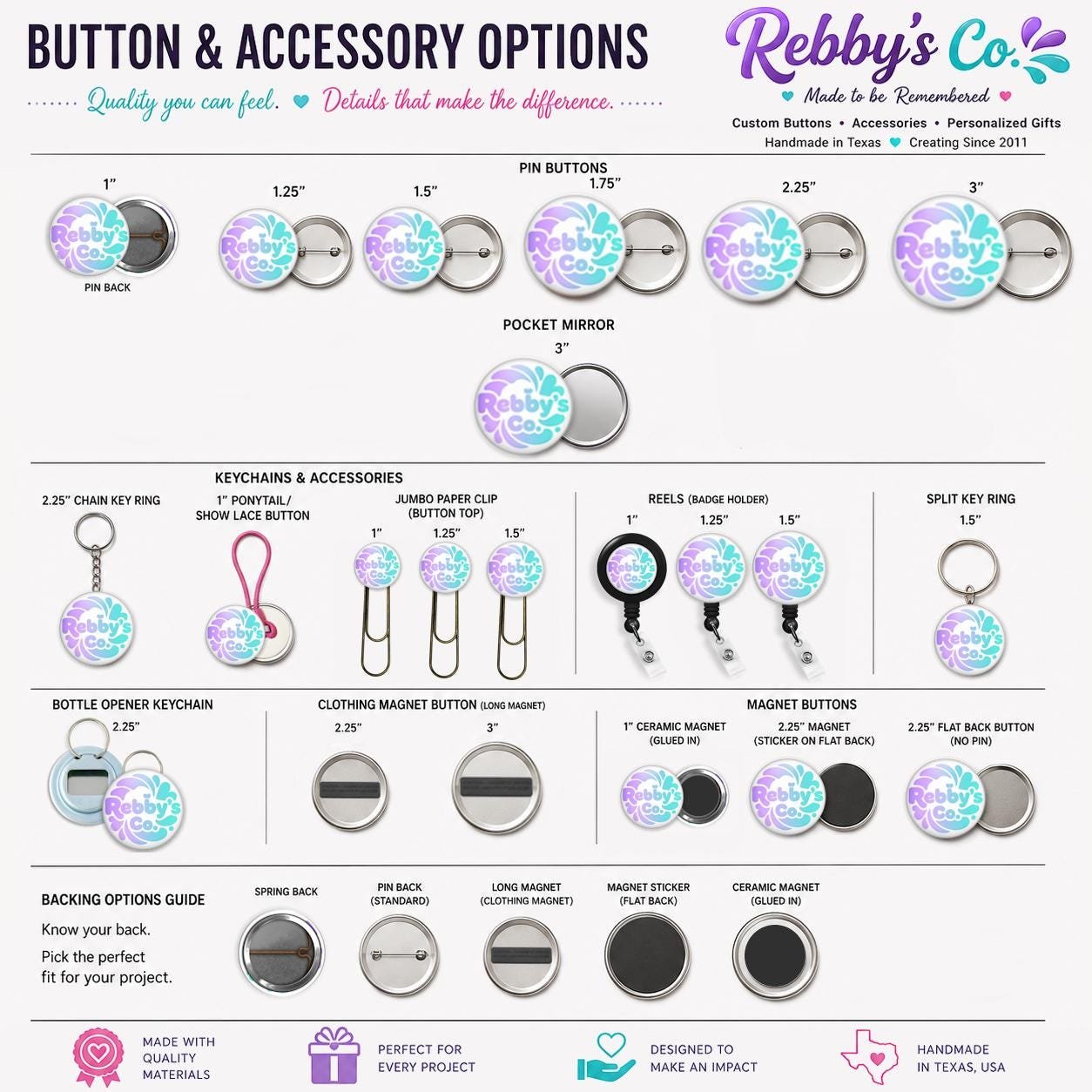 Personalized Pins, Custom Buttons, Any Logo, Image, or Photo