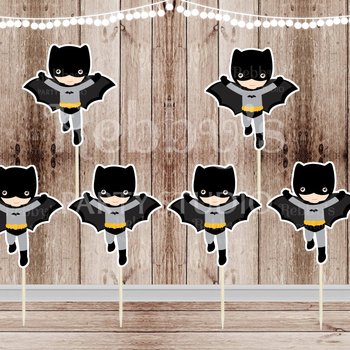 Action Superhero Boy Party - Set of 12 Batboy Inspired Cupcake Toppers