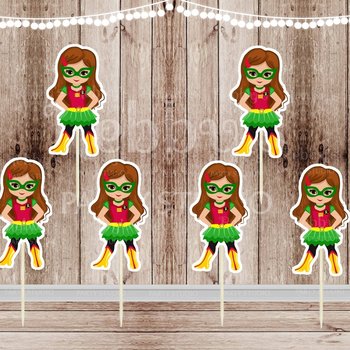Superhero Villain Girl Party - Set of 12 Robin Girl Inspired Cupcake Toppers