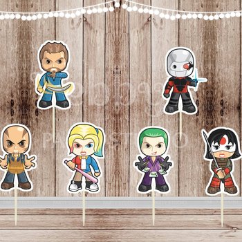 Superhero Villain Party - Set of 12 Assorted Suicide Super Villains Inspired Cupcake Toppers