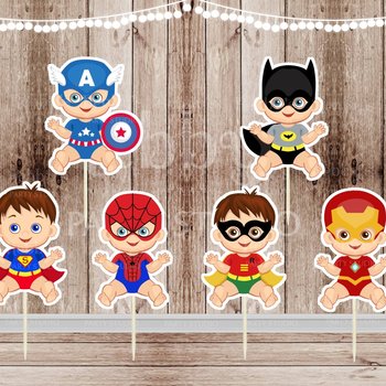 Superhero Baby Boy Cupcake Toppers - Set of 12