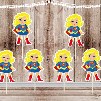 Superhero Girl Party - Set of 16 Blonde Supergirl Inspired Cupcake Toppers