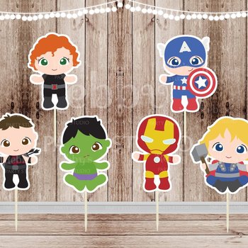 Superhero Babies - Set of 12 Assorted Baby Superheroes Team 2 Inspired Cupcake Toppers