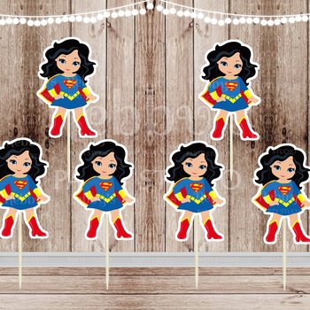 Superhero Girl Party - Set of 16 Superhero Supergirl Inspired Cupcake Toppers