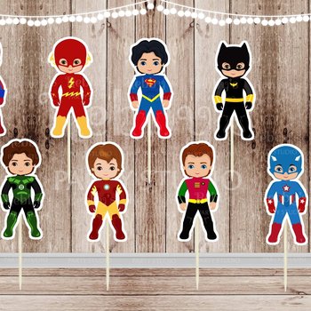Superhero Boy Party - Set of 16 Assorted Superhero Boys Inspired Cupcake Toppers