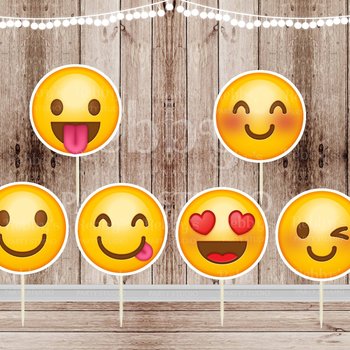Emoji Party - Set of 12 Assorted 2" Emoji Inspired Cupcake Toppers