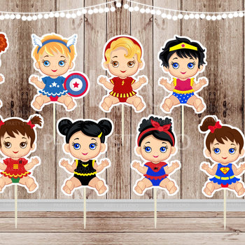 Superhero Baby Girl Cupcake Toppers - Set of 16