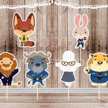 Zoo Animal Party - Set of 12 Assorted Animal Kingdom Inspired Cupcake Toppers