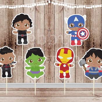 Superhero Baby Cupcake Toppers: African American Superheroes, Set of 12
