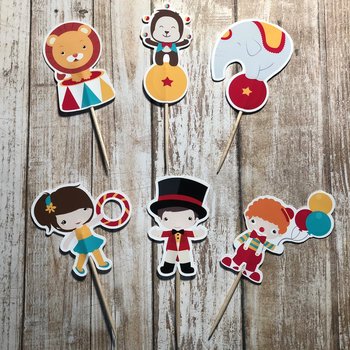 Circus Theme Party - Set of 12 Assorted Circus Cupcake Toppers
