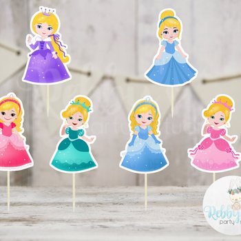Fairy Tale Party - Set of 12 Assorted Princess Cupcake Toppers - Part 2