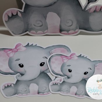 Baby Girl Elephant Cutouts – Party Decor for Cakes, Tables & Centerpieces