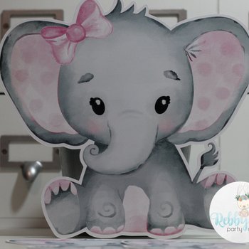 Baby Girl Elephant Cutouts – Party Decor for Cakes, Tables & Centerpieces