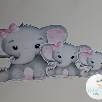 Elephant Cut Out Bundle, Girl Baby Shower Party Decor, Mixed Size Die Cuts