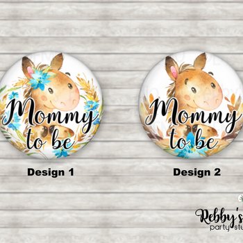Farm Horse Baby Shower Pin: Personalized Button Badge