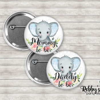Elephant Baby Shower Pin: Personalized Pin Button