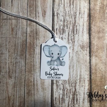 Boy Elephant Baby Shower Thank You Tags – Set of 12 Favor Tags with Twine