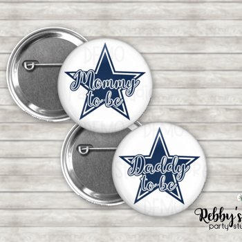 Cowboy Star Baby Shower Pin: Mommy/Daddy To Be Button