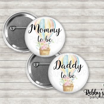 Fairy Balloon Baby Shower Pin: Personalized Pinback Button