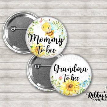 Bumble Bee Baby Shower Pin: Personalized Family Button Badge