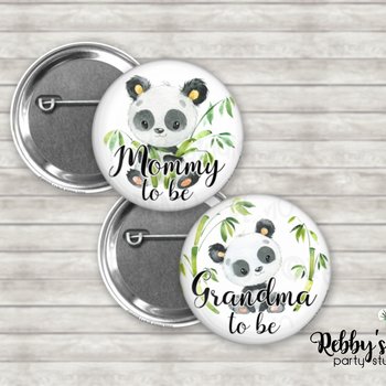 Panda Baby Shower Pin Button: Personalized Family Member Badge