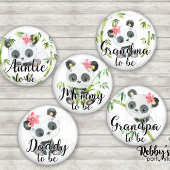 Girl Panda Baby Shower Pin: Personalized Family Button