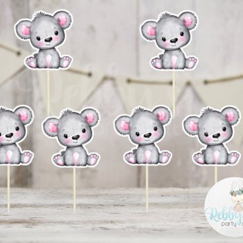 Girl Bear Theme  - Set of 12 Pink Bear Baby Shower Cupcake Toppers