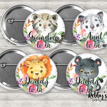 Wild Cats Baby Shower Pin: Personalized Family Member Button