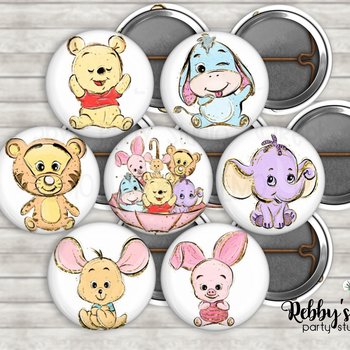 Bear & Friends Mini Buttons – Party Favor Packs (1 inch)
