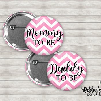 Chevron Baby Shower Pin Button: Personalized Family Name Badge