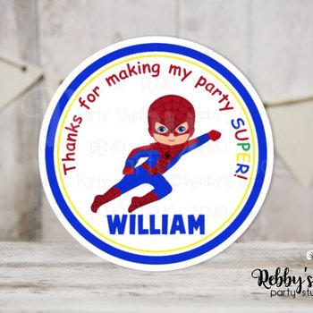 Super Hero Spider Boy Birthday Personalized Round Sticker
