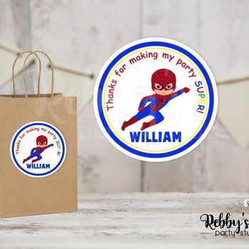 Super Hero Spider Boy Birthday Personalized Round Sticker