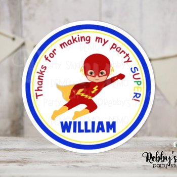 Super Hero Flash Birthday Personalized Round Sticker