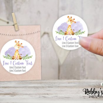 Giraffe Baby Shower Personalized Round Sticker