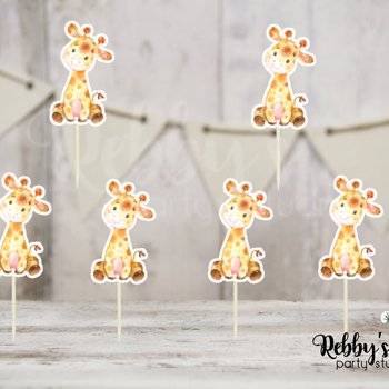 Jungle Safari Theme - Set of 12 Giraffe Baby Shower Small Cupcake Toppers