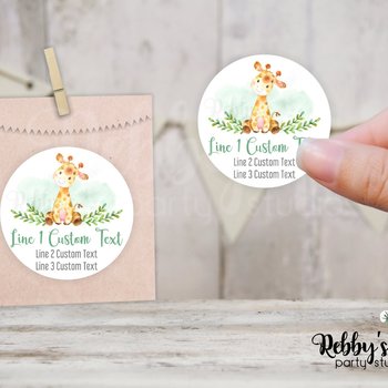 Giraffe Baby Shower Personalized Round Sticker