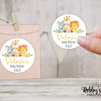 Jungle Safari Baby Shower Personalized Round Sticker