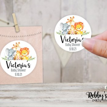 Jungle Safari Baby Shower Personalized Round Sticker