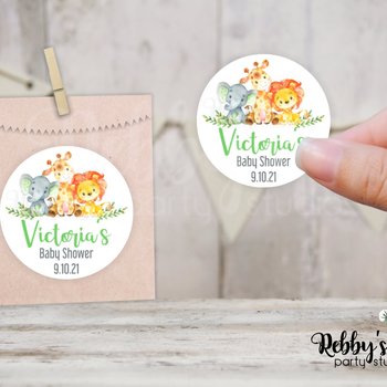 Jungle Safari Baby Shower Personalized Round Sticker