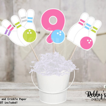 Girl Bowling Party Centerpiece Sticks - Set of 3