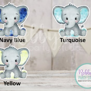 Baby Boy Elephant Cutouts – Party Decor for Cakes, Tables & Centerpieces