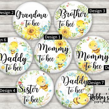 Bumble Bee Baby Shower Pin: Personalized Family Button Badge