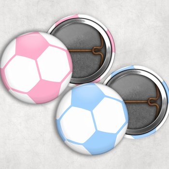 Soccer Ball Gender Reveal Pin Buttons: Pink & Blue Party Favors