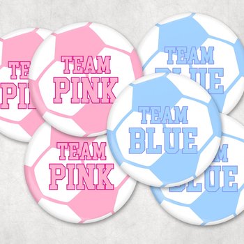 Soccer Ball Gender Reveal Pins: Team Pink vs Team Blue