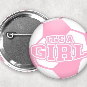 Soccer Ball Gender Reveal Pinback Buttons: It's A Girl Party Favors