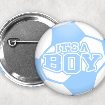 Soccer Ball Gender Reveal Buttons: It's A Boy Party Favors