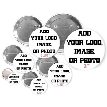 Personalized Pins, Custom Buttons, Any Logo, Image, or Photo