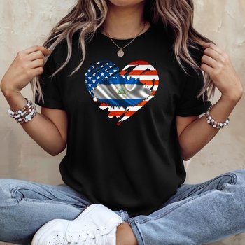 Nicaraguan American Heart Graphic T-Shirt – USA & Nicaragua Flag Tee